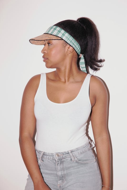 Visière - fabriqué à la main - marron bicolore beige/vert